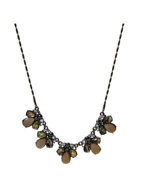 Ann Taylor LOFT Floral Necklace Multicolor Stones Statement Fashion Jewelry